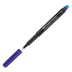 Pennarello Multimark universale permanente con gomma - punta fine 0,6mm - blu - Faber Castell