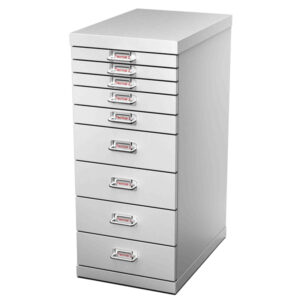 Cassettiera in acciaio - 9 cassetti - 29 x 43 x 67 cm - grigio - Tecnical 2