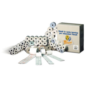 Rotolo per registratori cassa - lunga durata - carta termica - 57,5 mm x 80 mt - diametro esterno 77 mm - 55 gr - anima 12 mm - Rotomar - blister 10 pezzi