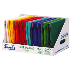 Coprimaxi ColibrI' - eco-polietilene - 180my - f.to A4 - laccato - colori assortiti - Favorit - expo 300 pezzi