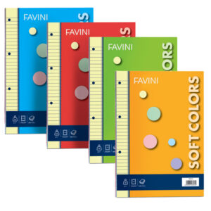 Ricambi forati Soft Colors - A4 - 1 rigo - 100 fogli - 80gr - 5 colori assortiti - Favini