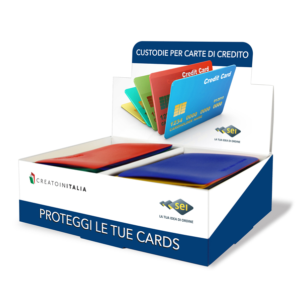 Porta carte di credito Card 6 Color - 6 tasche - 5,8x8,7 cm - colori assortiti - Sei Rota - conf. 5 pezzi - immagine 2