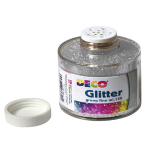 Barattolo Glitter - grana fine - 150ml -  argento - DECO