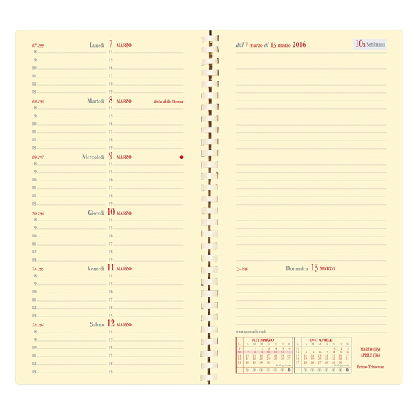 Agenda settimanale Italnote S 2025 - c/spirale - copertina Impala - 8,8 x 17 cm - nero - Quo Vadis - immagine 2
