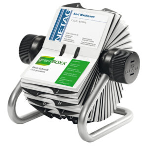 Portabiglietti da visita Visifix  Rotary - 400 posti - 19,5x19x12 cm - silver - Durable