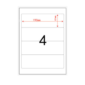 Etichette adesivo formato A4 165g 190*61mm n.4 etichette/foglio (conf.100foglio)