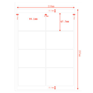 Etichette adesivo formato A4 165g 99,1*67,7 mm n.8 etichette/foglio (conf.100foglio)