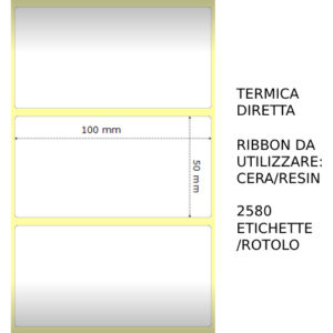Trasferimento termico Etichette permanente per ZEBRA 100mm*50mm 2580pz utilizzo con Ribbon