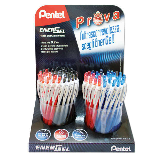 Roller Energel Slim - 0,7 mm - colori assortiti - Pentel - expo 120 pezzi