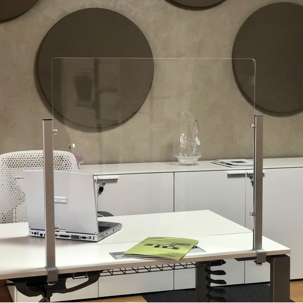 Schermo protettivo Slim - da scrivania - con morsetto in alluminio - 70 x 80 cm - Studio T - immagine 2