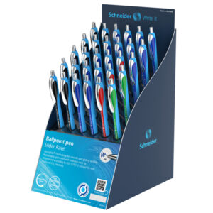 Penna sfera Slider Rave - colori assortiti (blu/nero/rosso/verde) - Schneider - expo 30 pezzi