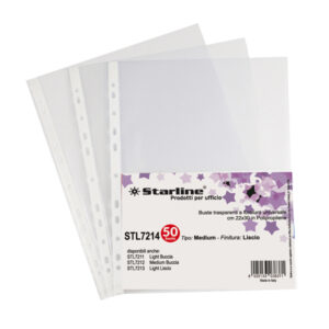 Buste forate Medium - liscio - 22 x 30 cm - trasparente - Starline - conf. 50 pezzi