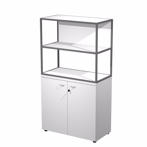 Libreria media Metal + armadio basso Essence - 90 x 46 x 165 cm - bianco/antracite - Artexport