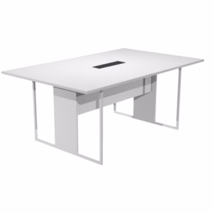 Tavolo riunione Essence - 180 x 110 cm - Bianco - Gamba bianca - Top nero - Artexport