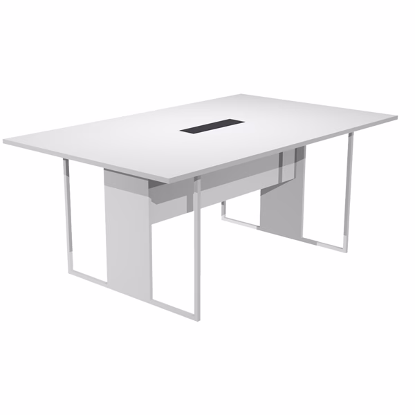 Tavolo riunione Essence - 180 x 110 cm - Bianco - Gamba bianca - Top nero - Artexport