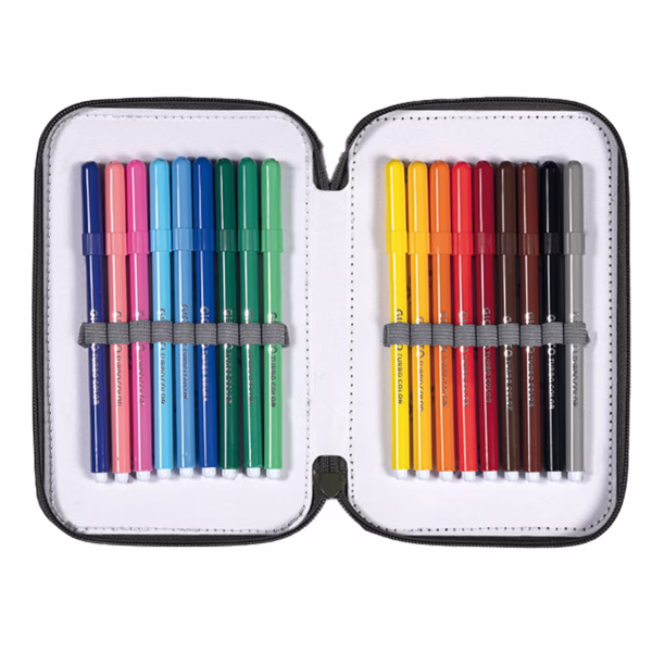 Astuccio Colors 3 zip - 13 x 20 x 7,5 cm - tessuto - fantasie assortite - Colorosa - immagine 4