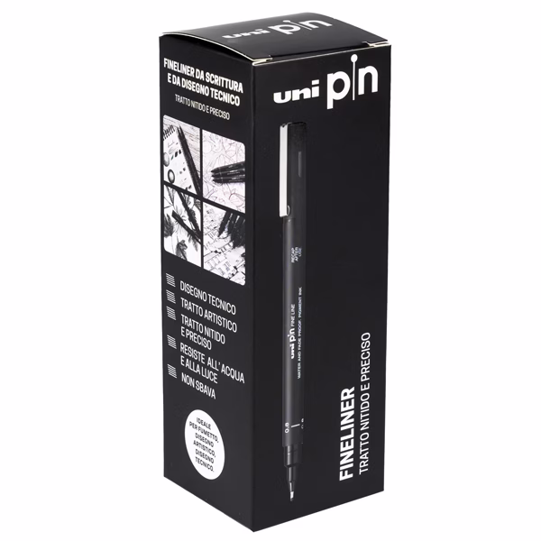 Pin fineliner - 11 gradazioni assortiti - nero - Uni Mitsubishi - gift box 11 pezzi - immagine 3