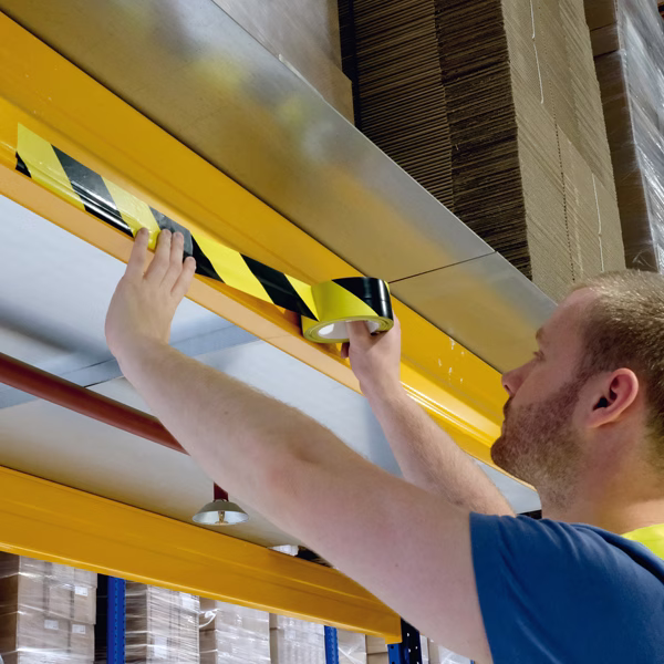 Nastro adesivo DURALINE®BASIC 50/016 - removibile - 5 cm x 33 m - giallo/nero - Durable - immagine 2