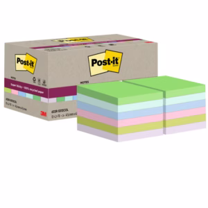 Blocco foglietti Post it® SuperSticky Green - 622R-SS12COL - 47,6 x 47,6 mm - carta riciclata - colori pastello assortiti - 70 fogli - Post it® - conf. 12 blocchi