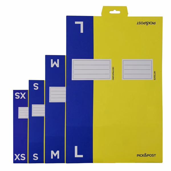 Scatola automontante per ecommerce PICK&Post - M - 36 x 24 x 12 cm - giallo/blu - Blasetti - immagine 2