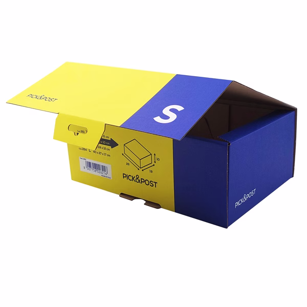 Scatola automontante per ecommerce PICK&Post - M - 36 x 24 x 12 cm - giallo/blu - Blasetti - immagine 5