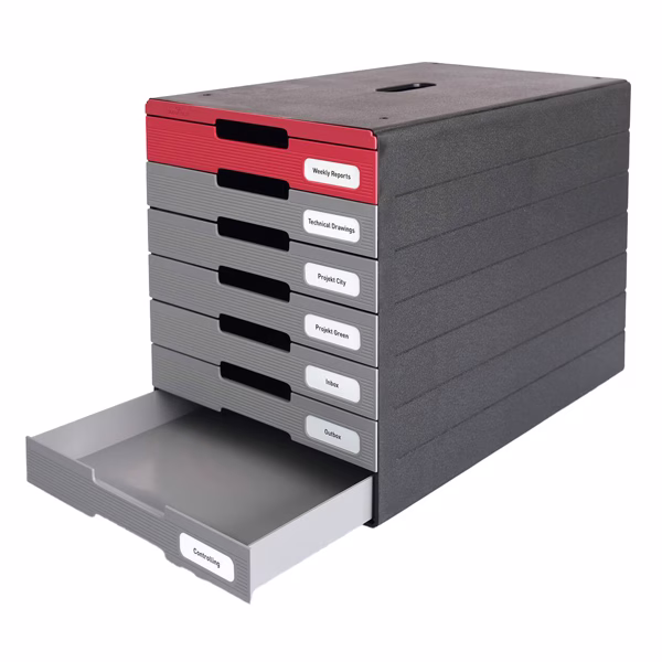 Cassettiera Idealbox Pro 7 - 7 cassetti - 36,5 x 32,2 x 25 cm - rosso - Durable - immagine 2
