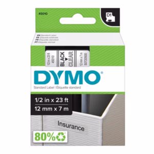 Nastro D1 450100 - 12 mm x 7 mt - nero/trasparente - Dymo