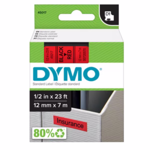Nastro D1 450170 - 12 mm x 7 mt - nero/rosso - Dymo