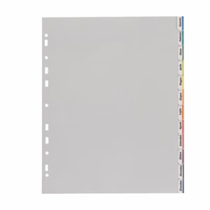 Separatore - 12 tacche personalizzabili - PP - 22x30 cm - grigio - Favorit