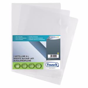 Cartelline a L Pratic - Superior - PPL - liscio - 22x30 cm - trasparente - Favorit - conf. 50 pezzi