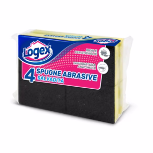 Spugnabella - con impugnatura salvaunghie - giallo/verde - Logex Professional - conf. 4 pezzi