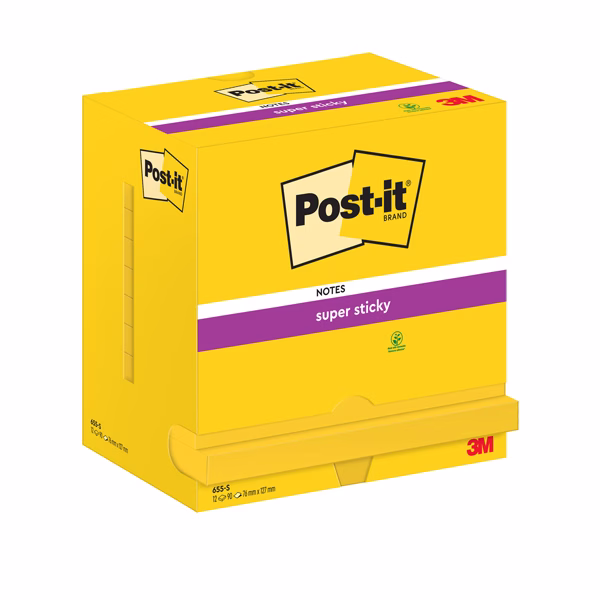 Blocco foglietti Post it® Super Sticky - 655-S - 76 x 127 mm - giallo oro - 90 fogli - Post it® - immagine 2