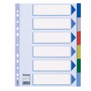 Separatore - 6 tasti colorati - PPL - A4 - multicolore - Esselte