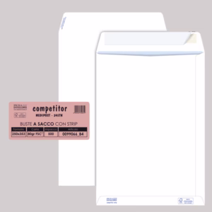 Busta a sacco Competitor FSC® - strip adesivo - 25 x 35,3 cm - 80 gr - bianco - Pigna - conf. 500 pezzi