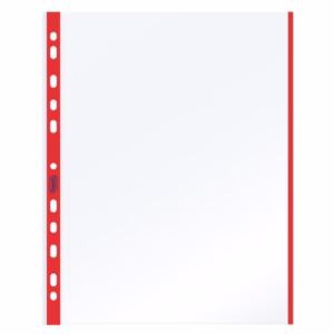 Buste forate con banda colorata - Linear - buccia - 21 x 29,7 cm - rosso - Favorit - conf. 10 pezzi