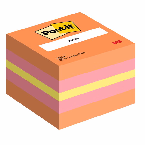 Blocco foglietti Minicubo - 2051-P - 51 x 51 mm - 72 gr - colori assortiti - 400 fogli - Post it®