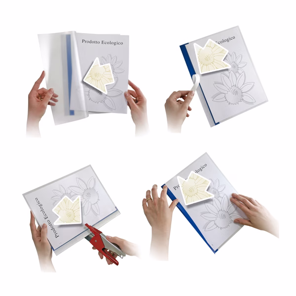 Cartelline Poli 200 - PPL - 21x29,7 cm - trasparente - dorso blu - Sei Rota - conf. 10 pezzi - immagine 3