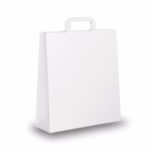 Shopper - maniglia piattina - 18 x 8 x 25 cm - carta kraft - bianco - Mainetti Bags - conf. 25 pezzi