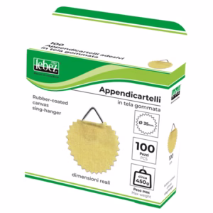 Appendicartelli adesivi - 3,5 cm - tela gommata - avana - Lebez - conf. 100 pezzi