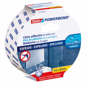 Nastro biadesivo Tesa Powerbond - per specchi - 3,8 cm x 5 m - bianco - Tesa