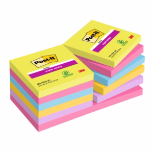 Blocco foglietti Post it® Super Sticky - 654-12SSUCC - 76 x 76 mm - colori Ultra - 90 fogli - Post it®