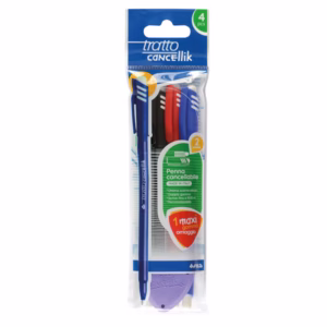 Penna a sfera cancellabile Cancellik - punta 1,0mm - colori assortiti - Tratto - conf. 4 pezzi