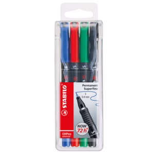 Pennarelli OHPen 841 universal permanente  - punta superfine 0,4mm - astuccio  4 colori - Stabilo