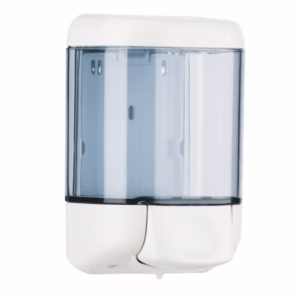 Dispenser da muro per sapone liquido - 12,8x11,2x20,5 cm - capacità 1 L -  bianco/azzurro trasparente - Mar Plast