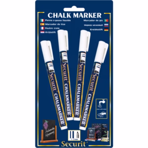 Marcatore a gesso liquido - punta fine da 1,00-2,00 mm - bianco - Securit - conf. 4 pezzi