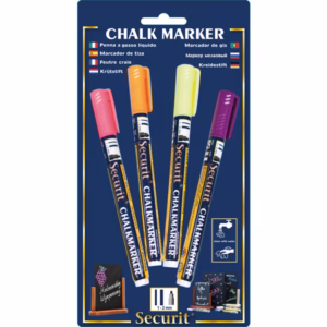 Marcatore a gesso liquido - punta fine da 1,00-2,00mm - colore assortiti tropical  - Securit -  conf. 4 pezzi