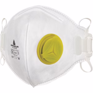 Mascherina filtrante FFP2 - con valvola - pieghevole verticalmente - monouso - Deltaplus - conf. 10 pezzi (imbustati singolarmente)