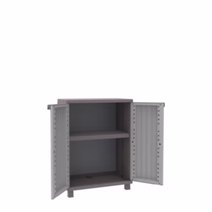 Armadietto JWood 68 - 2 ante - 68 x 37,5 x 91,5 cm - PPL - effetto legno - grigio tortora - Terry