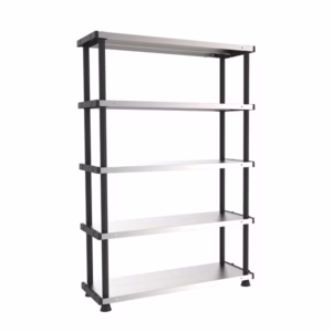 Scaffale - 5 ripiani - 119 x 45 x 185 cm - PPL /metallo - grigio/nero - Terry