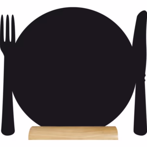 Mini lavagna segnaposto Silhouette - 13,5 x 9,3 cm - forma piatto - nero - Securit - set 3 pezzi